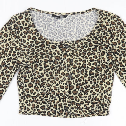 SheIn Womens Brown Animal Print  Cardigan Jumper Size XS