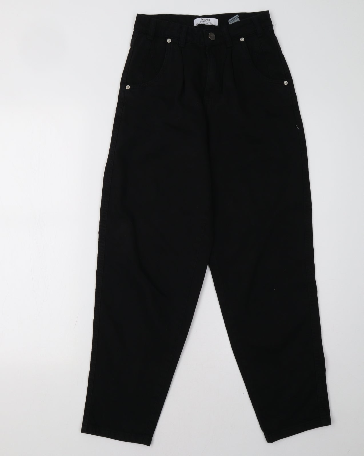 Womens UK Size 6 Bershka Regular Fit Mom Black Jeans