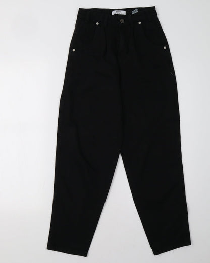 Womens UK Size 6 Bershka Regular Fit Mom Black Jeans
