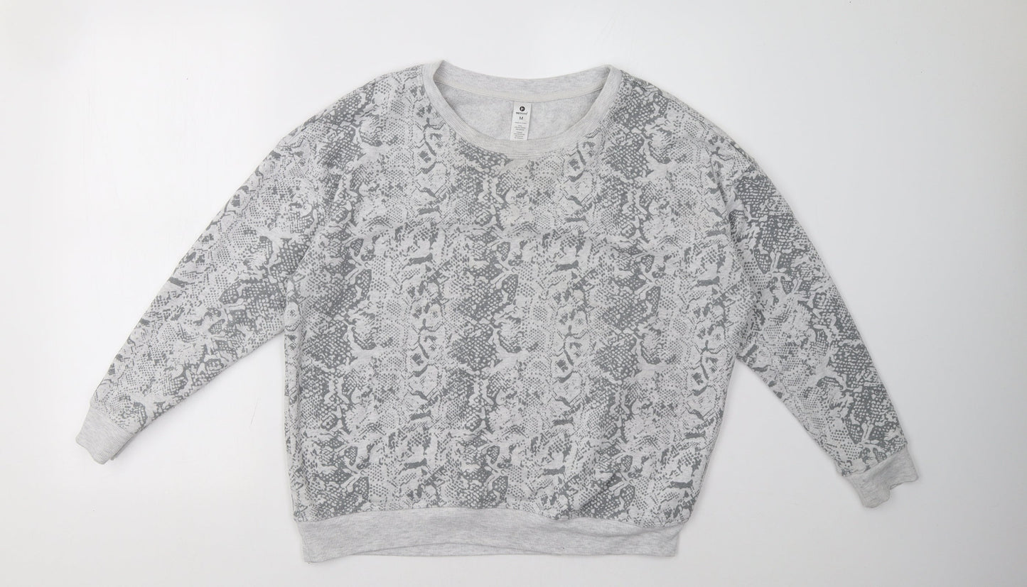 90 Degree Womens Grey Animal Print  Pullover Sweatshirt Size M