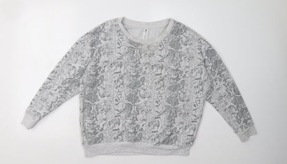 90 Degree Womens Grey Animal Print  Pullover Sweatshirt Size M