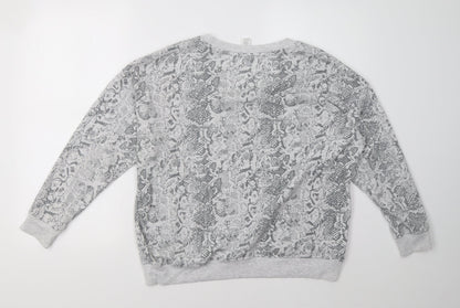 90 Degree Womens Grey Animal Print  Pullover Sweatshirt Size M