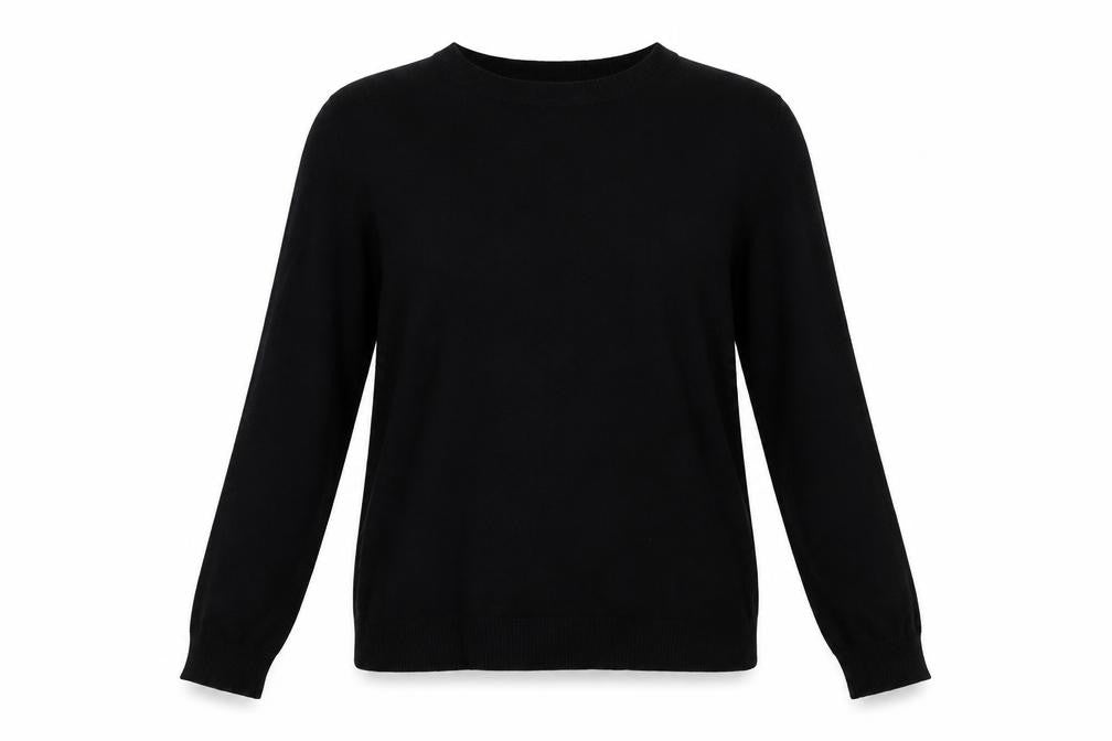 Front view of ASOS women’s black pullover sweatshirt, size UK 14