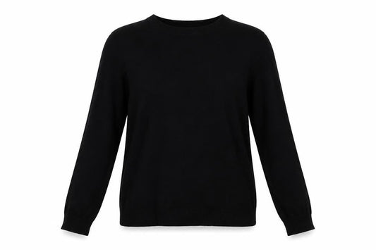 Front view of ASOS women’s black pullover sweatshirt, size UK 14