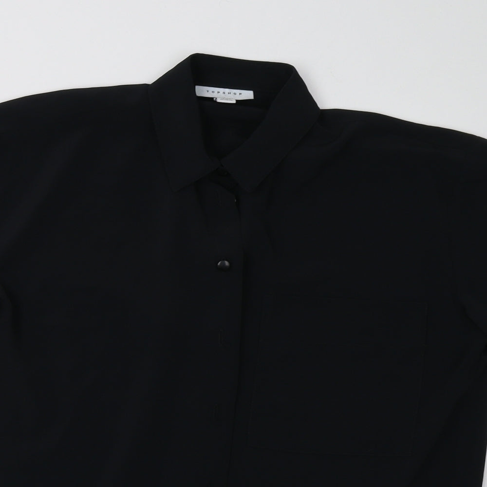 Womens UK Size 8 Topshop Black Basic Button-Up