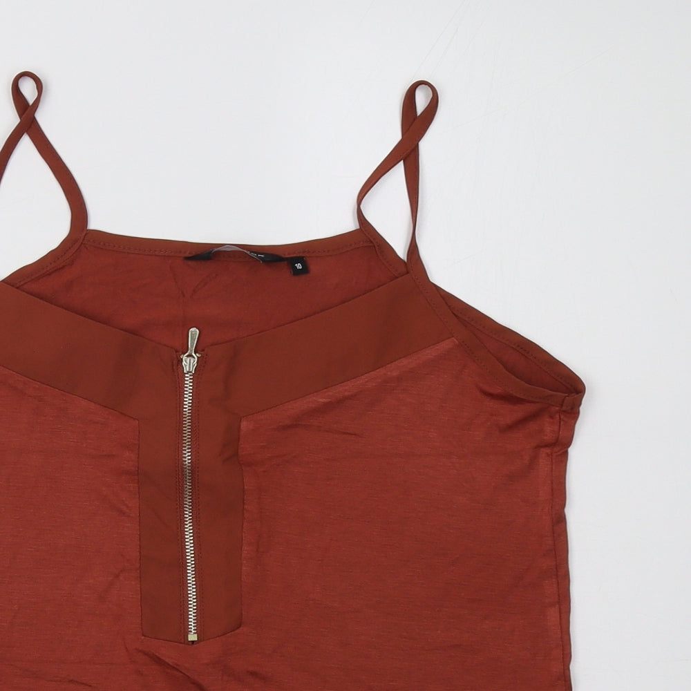 Womens UK Size 10 New Look Orange Basic Tank