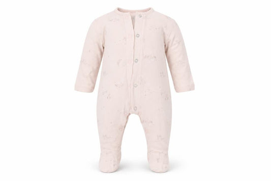 Front view of Mothercare Baby Pink Babygrow One-Piece, size 0-3, Months