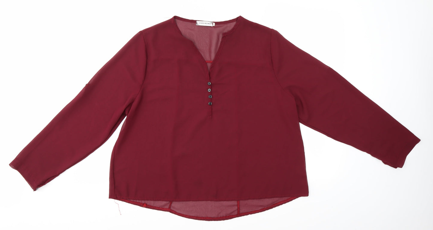 Womens UK Size 2XL Preworn Red Basic Blouse