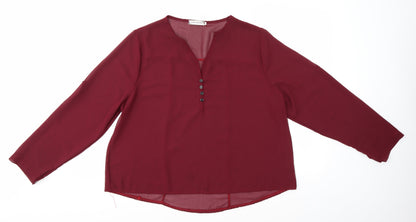 Womens UK Size 2XL Preworn Red Basic Blouse