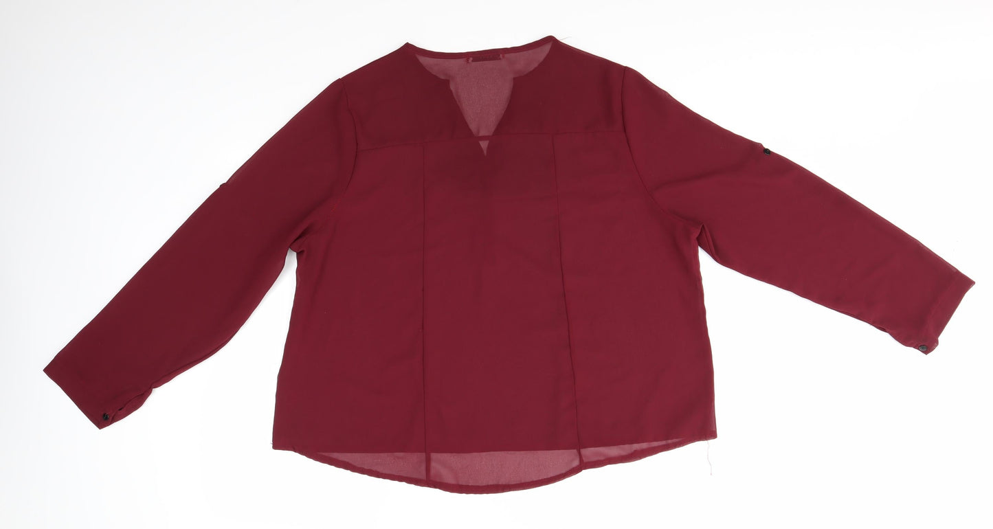 Womens UK Size 2XL Preworn Red Basic Blouse