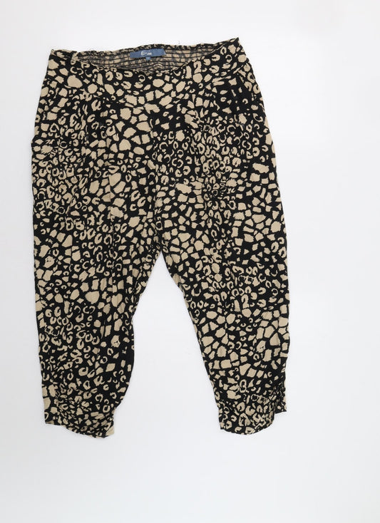 E-vie Womens Black Animal Print  Trousers  Size 14 L26 in
