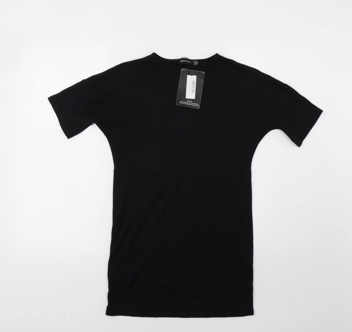 Womens UK Size XS PRETTYLITTLETHING Black Basic T-Shirt