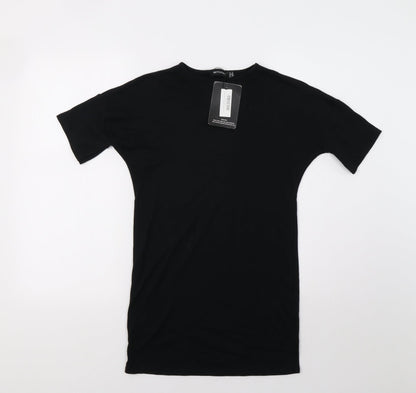 Womens UK Size XS PRETTYLITTLETHING Black Basic T-Shirt