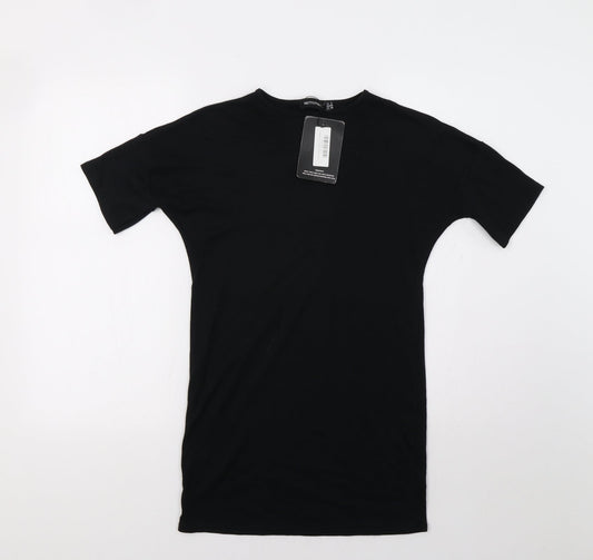 Womens UK Size XS PRETTYLITTLETHING Black Basic T-Shirt