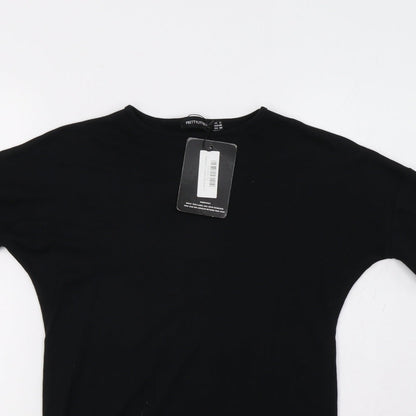 Womens UK Size XS PRETTYLITTLETHING Black Basic T-Shirt