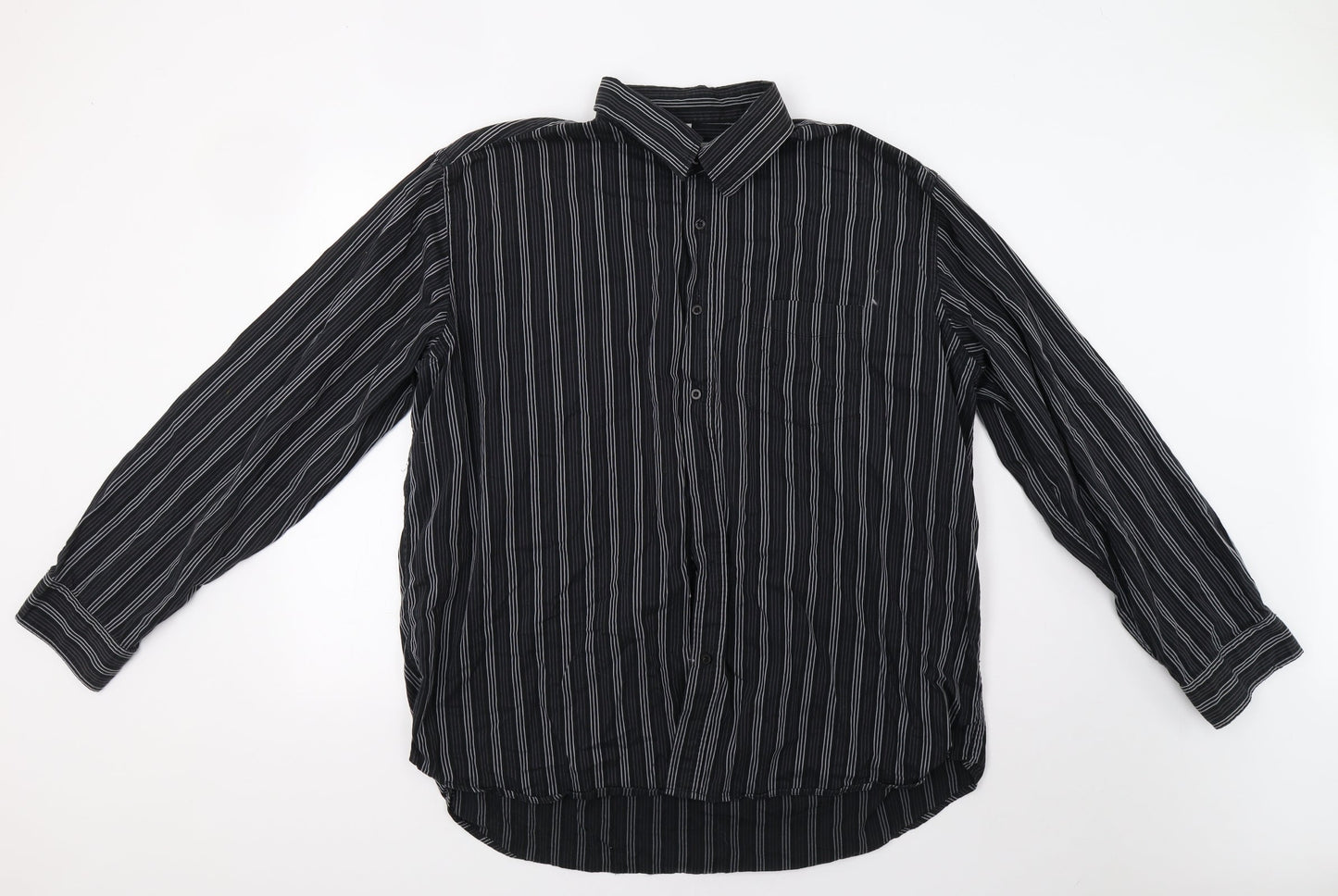 Legend Mens Black Striped   Button-Up Size 2XL