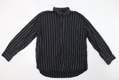 Legend Mens Black Striped   Button-Up Size 2XL