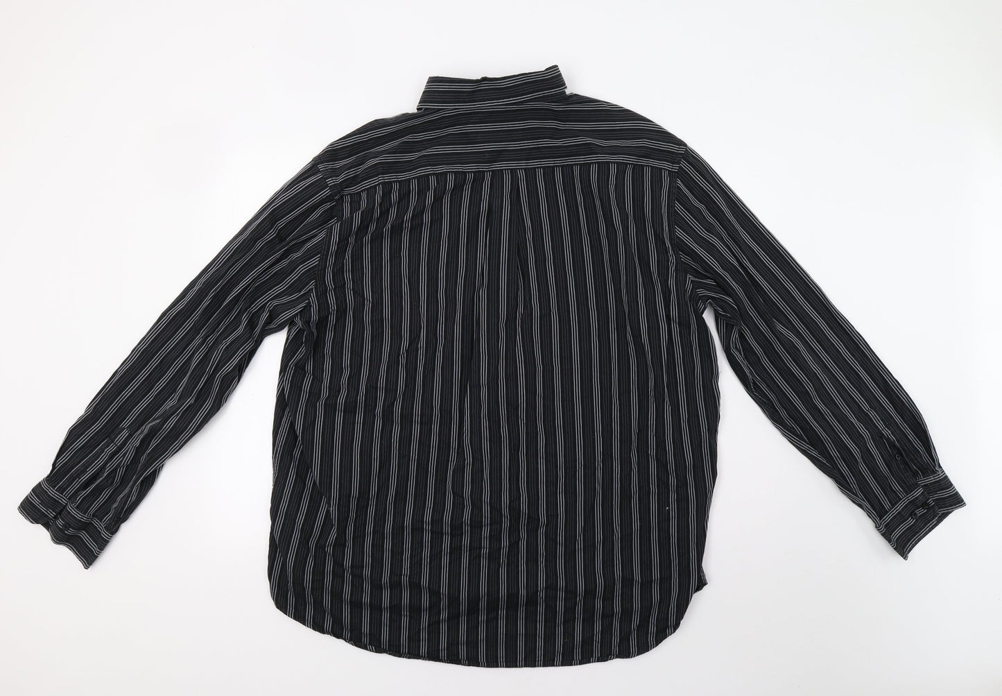 Legend Mens Black Striped   Button-Up Size 2XL