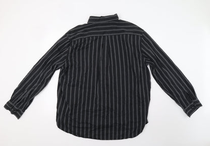 Legend Mens Black Striped   Button-Up Size 2XL