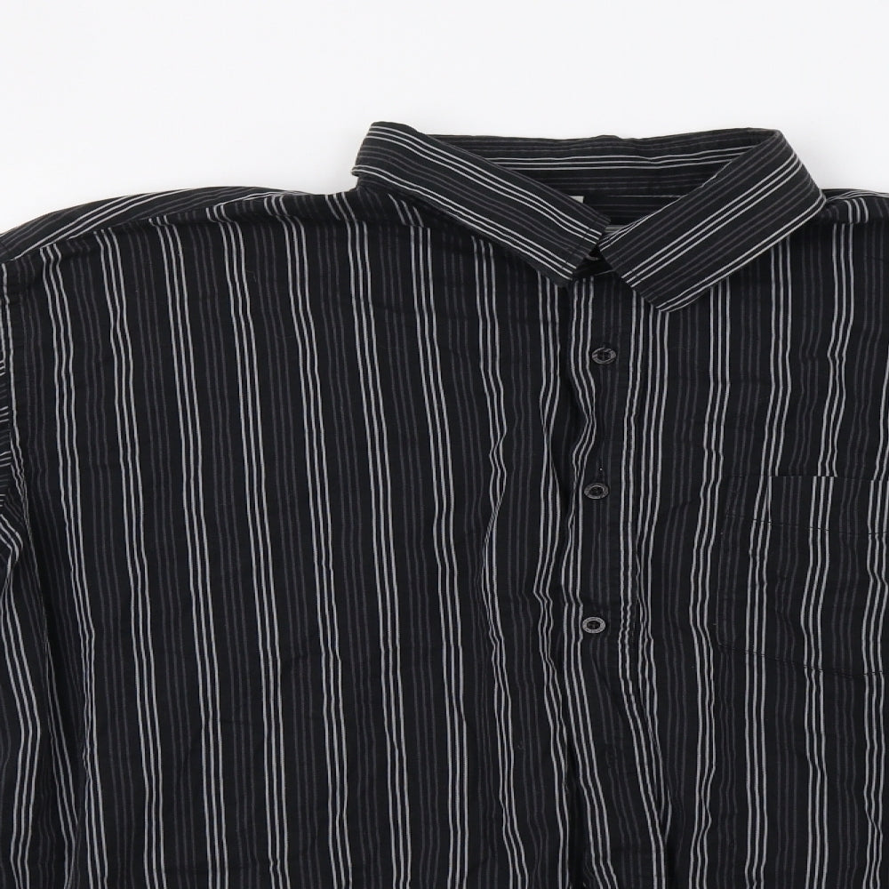 Legend Mens Black Striped   Button-Up Size 2XL
