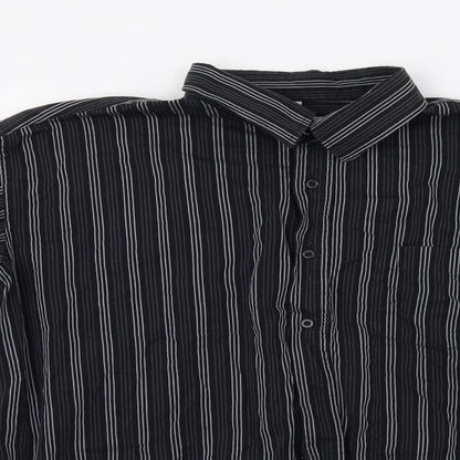Legend Mens Black Striped   Button-Up Size 2XL