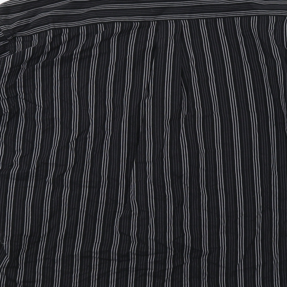 Legend Mens Black Striped   Button-Up Size 2XL