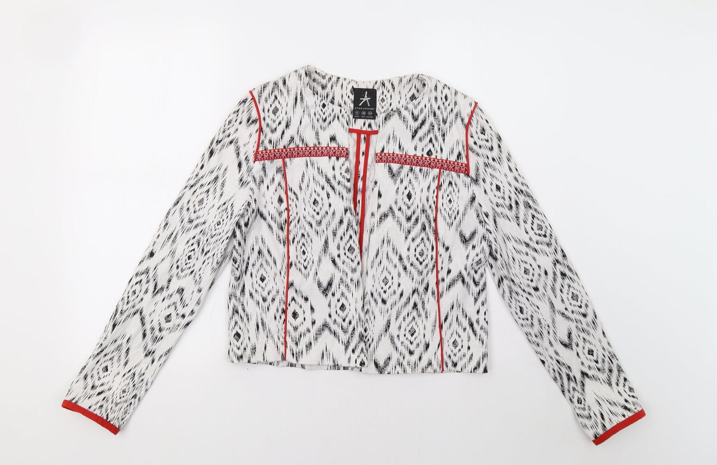 Primark Womens White Geometric  Jacket Blazer Size 8