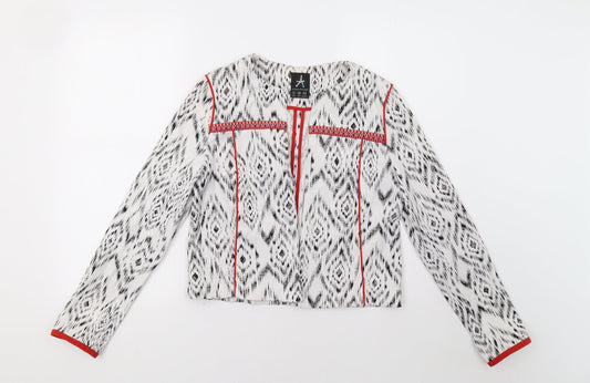 Primark Womens White Geometric  Jacket Blazer Size 8