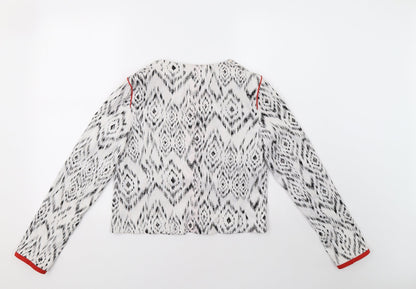 Primark Womens White Geometric  Jacket Blazer Size 8