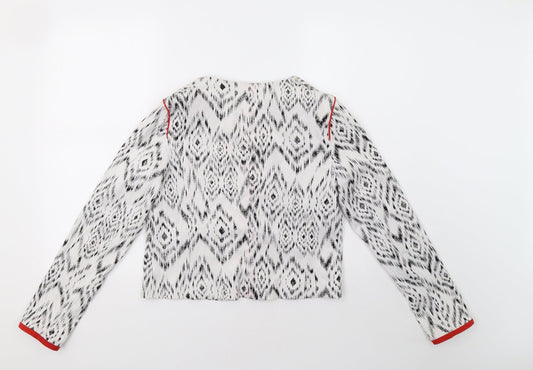 Primark Womens White Geometric  Jacket Blazer Size 8