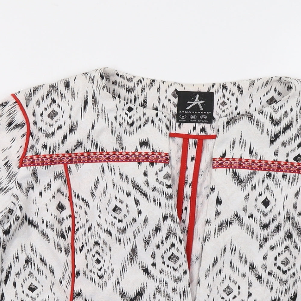 Primark Womens White Geometric  Jacket Blazer Size 8