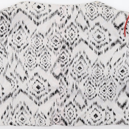 Primark Womens White Geometric  Jacket Blazer Size 8