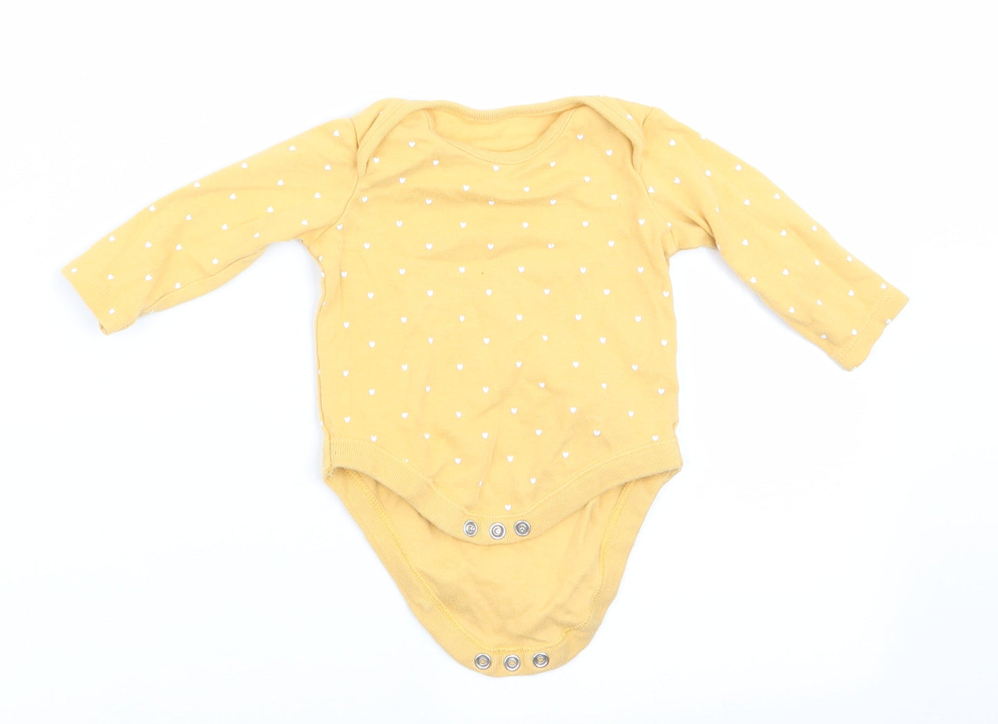 Florence and Fred Girls Yellow   Romper One-Piece Size 0-3 Months  - Heart Print