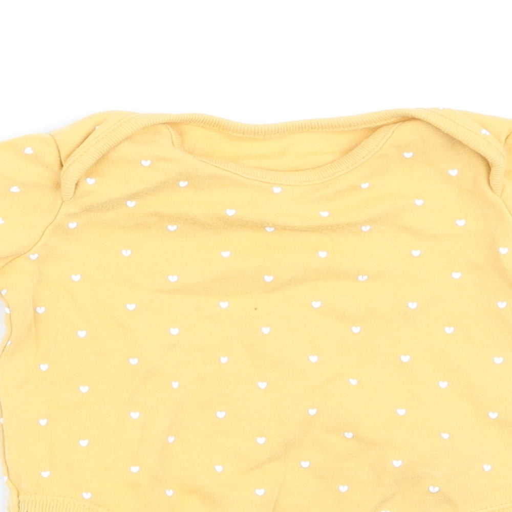 Florence and Fred Girls Yellow   Romper One-Piece Size 0-3 Months  - Heart Print