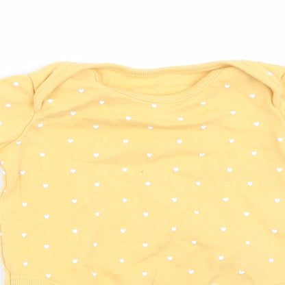 Florence and Fred Girls Yellow   Romper One-Piece Size 0-3 Months  - Heart Print
