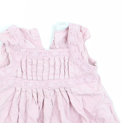 NEXT Girls Pink  Corduroy Pinafore/Dungaree Dress  Size 12-18 Months  - Lace trim