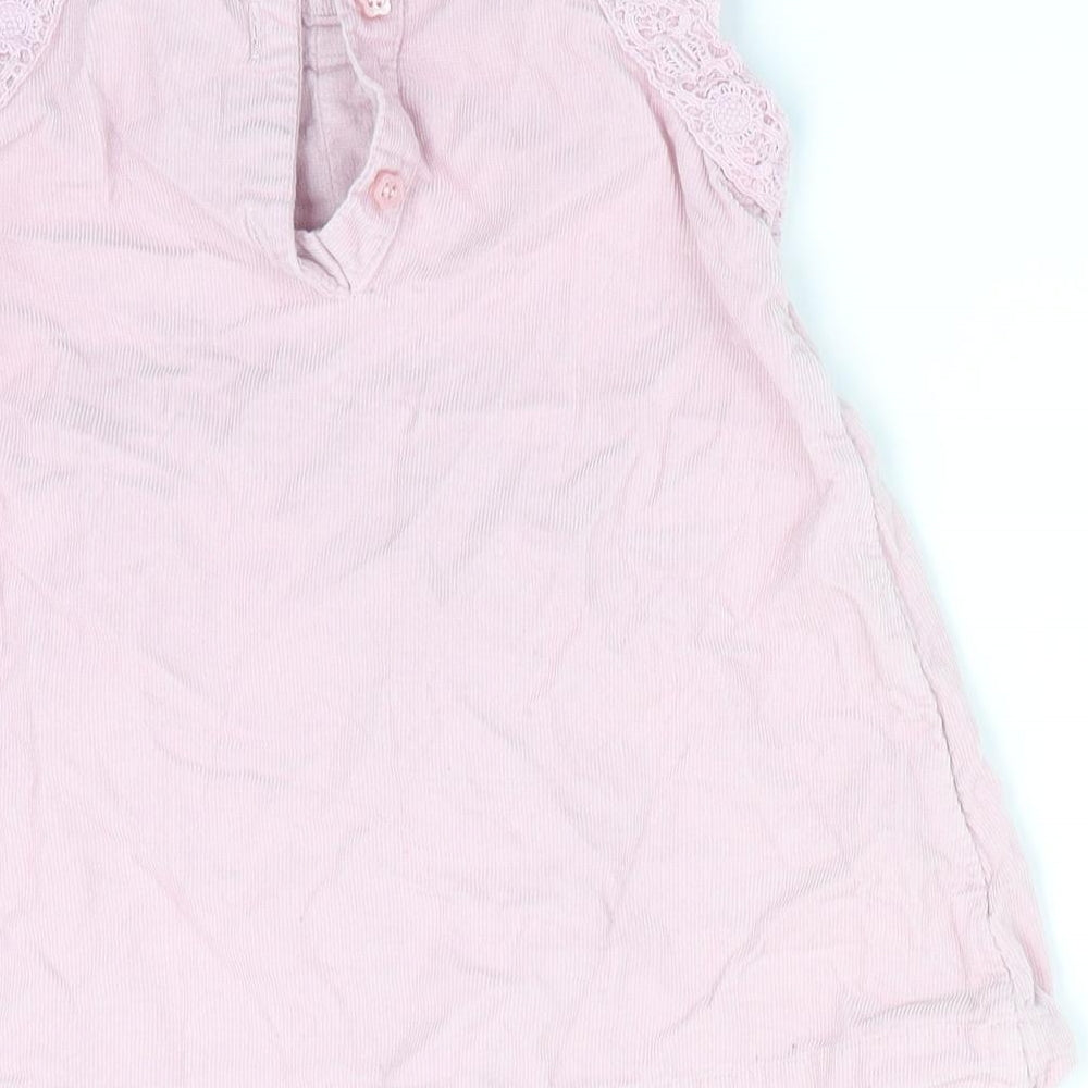 NEXT Girls Pink  Corduroy Pinafore/Dungaree Dress  Size 12-18 Months  - Lace trim