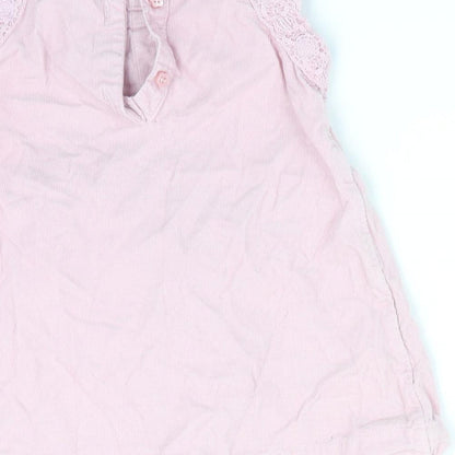 NEXT Girls Pink  Corduroy Pinafore/Dungaree Dress  Size 12-18 Months  - Lace trim