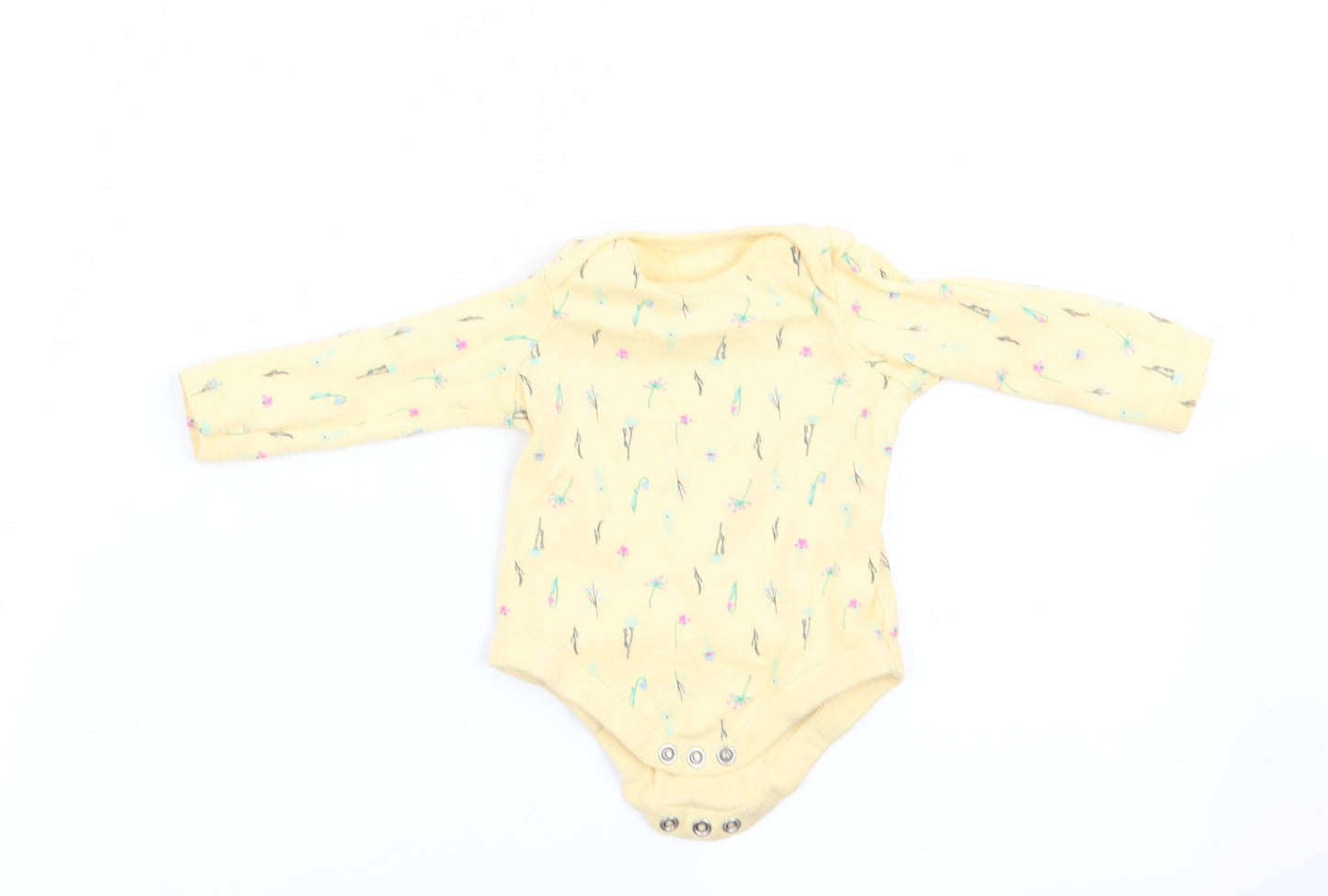 Florence and Fred Girls Yellow Floral  Romper One-Piece Size 0-3 Months