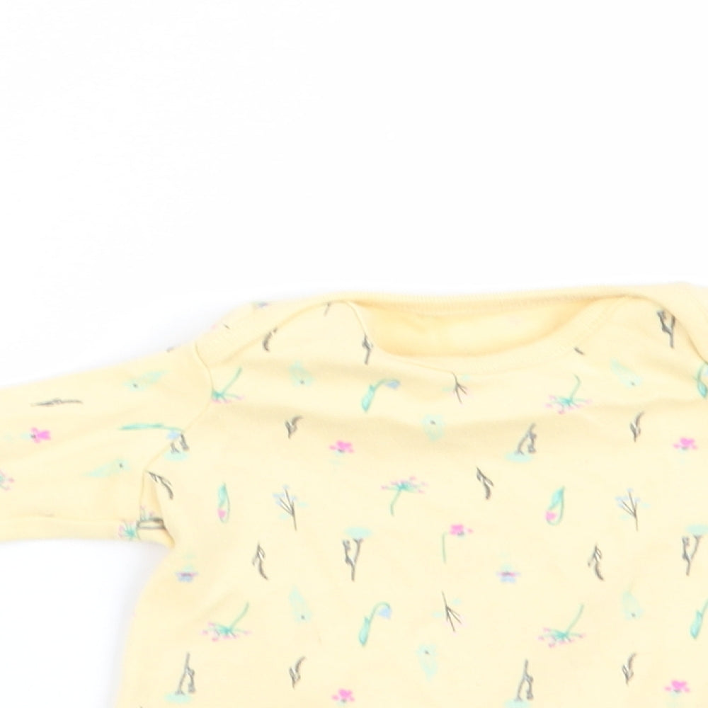 Florence and Fred Girls Yellow Floral  Romper One-Piece Size 0-3 Months