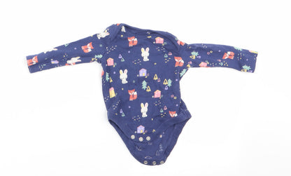 Florence and Fred Girls Blue Animal Print  Romper One-Piece Size 0-3 Months  - Rabbit Print