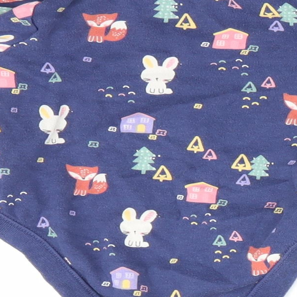 Florence and Fred Girls Blue Animal Print  Romper One-Piece Size 0-3 Months  - Rabbit Print