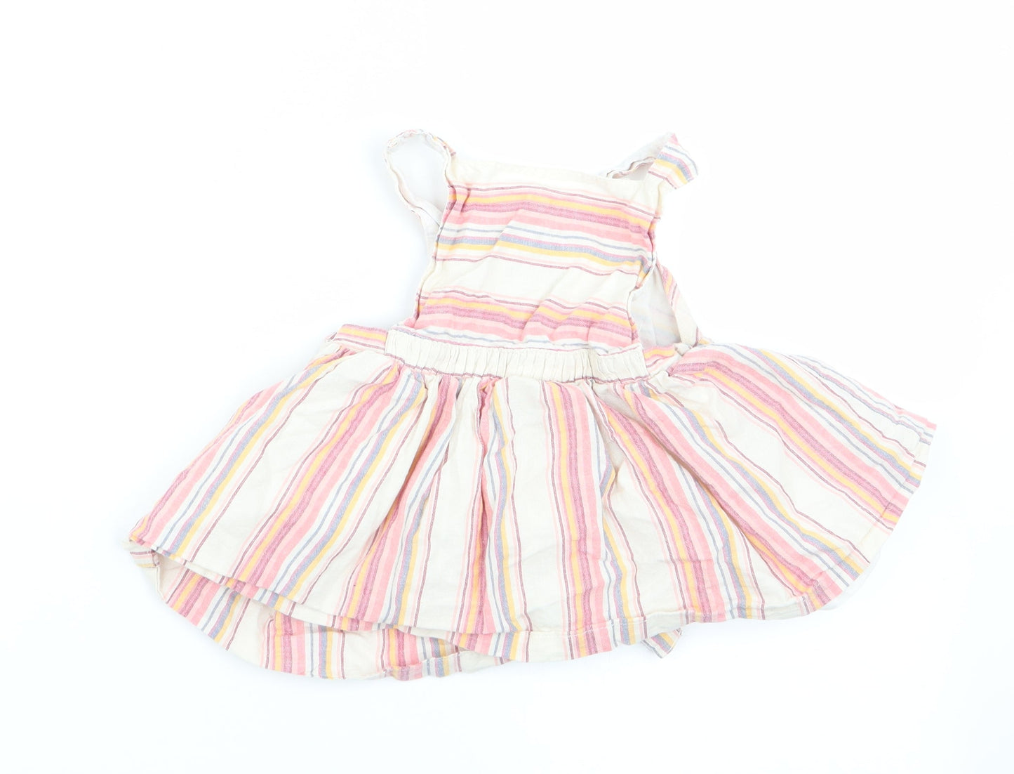 Fred & Flor Girls Pink Striped  Pinafore/Dungaree Dress  Size 3-6 Months