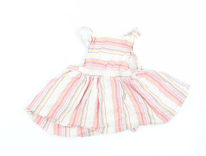 Fred & Flor Girls Pink Striped  Pinafore/Dungaree Dress  Size 3-6 Months