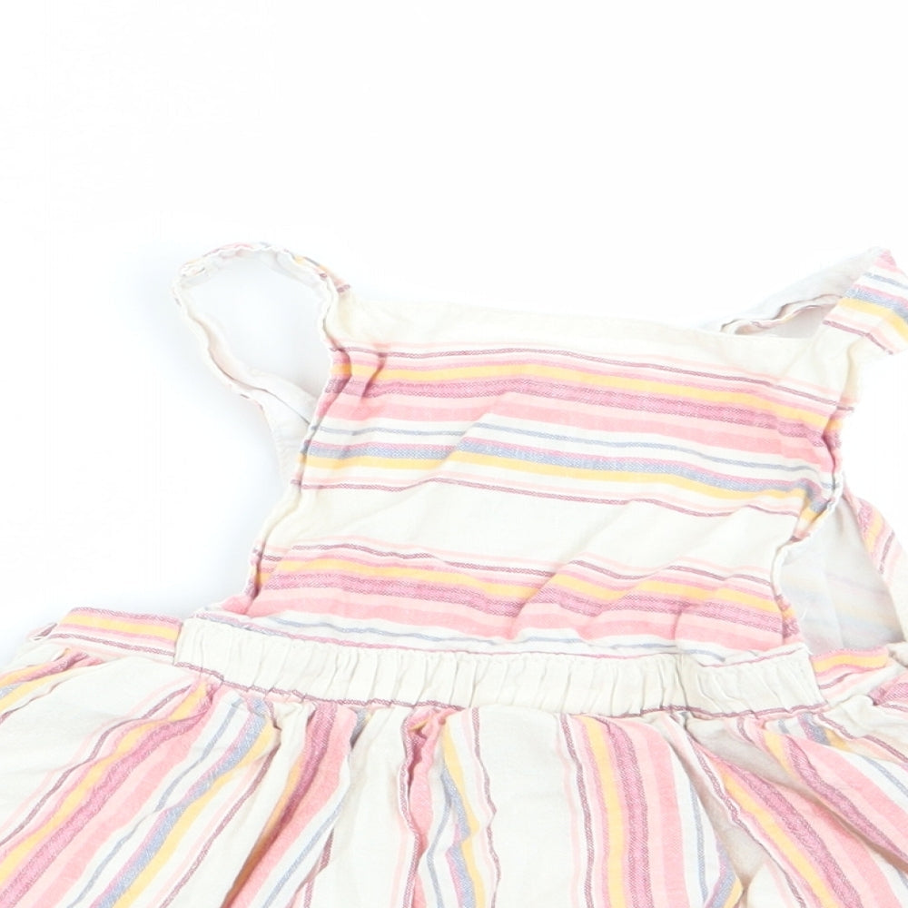 Fred & Flor Girls Pink Striped  Pinafore/Dungaree Dress  Size 3-6 Months