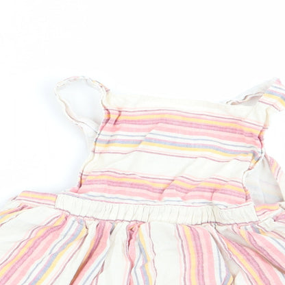 Fred & Flor Girls Pink Striped  Pinafore/Dungaree Dress  Size 3-6 Months