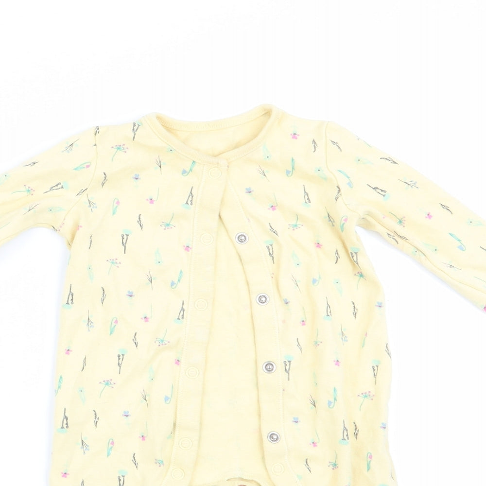 Fred & Flo Girls Yellow Floral  Babygrow One-Piece Size 3-6 Months