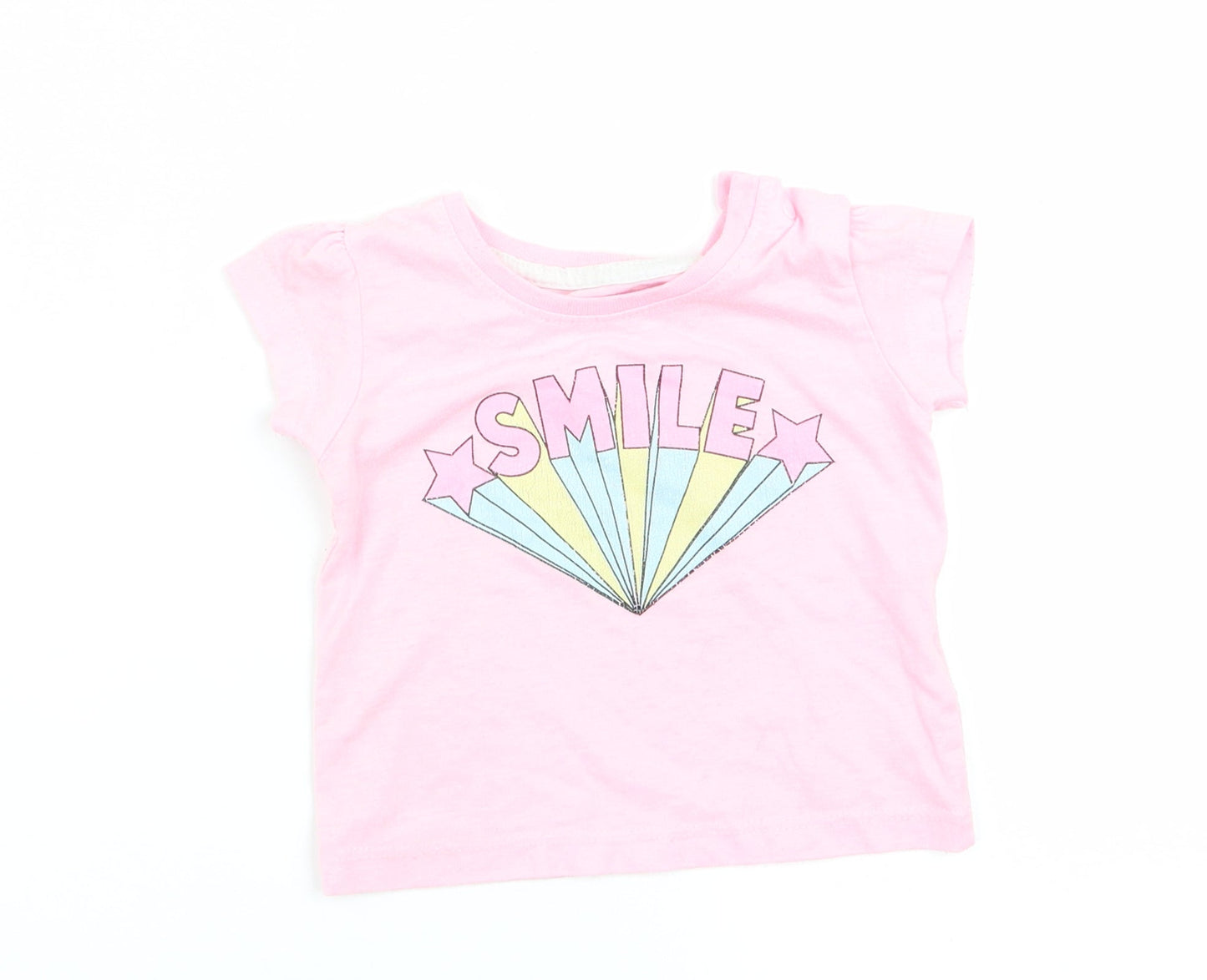 Primark Girls Pink   Basic T-Shirt Size 0-3 Months  - Smile