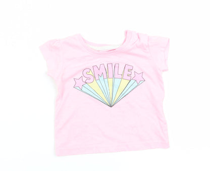 Primark Girls Pink   Basic T-Shirt Size 0-3 Months  - Smile