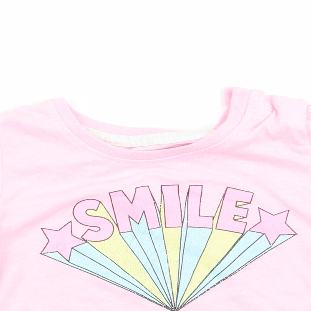 Primark Girls Pink   Basic T-Shirt Size 0-3 Months  - Smile